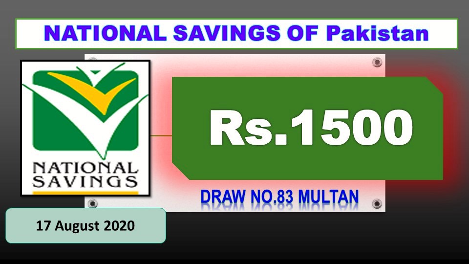 National Savings Rs. 1500 Prize bond full #83 draw result list 17 August 2020 Multan